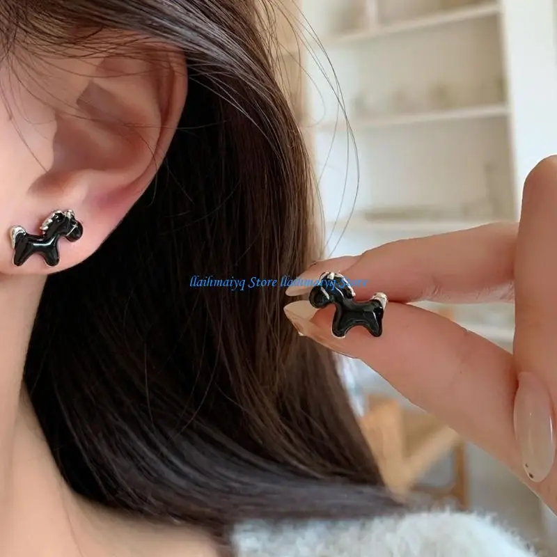 

573B Серьги со знаком зодиака, мотивы лошади, с капельным масляным покрытием, стильные аксессуары для ушей