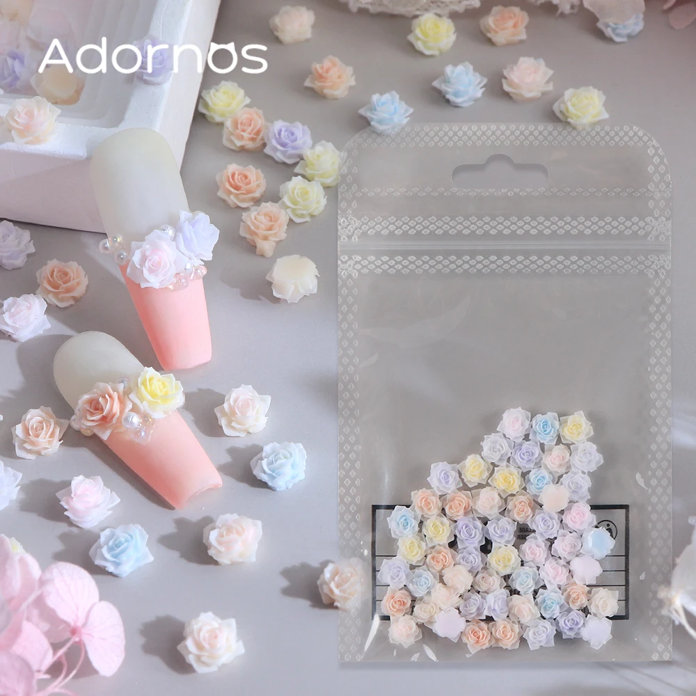 

50 pcs/bag Soft Camellia Flowers Nail Art Accessories 3D Mixed Color Carved Camellia Flower Spring Day Manicure DIY Decorations