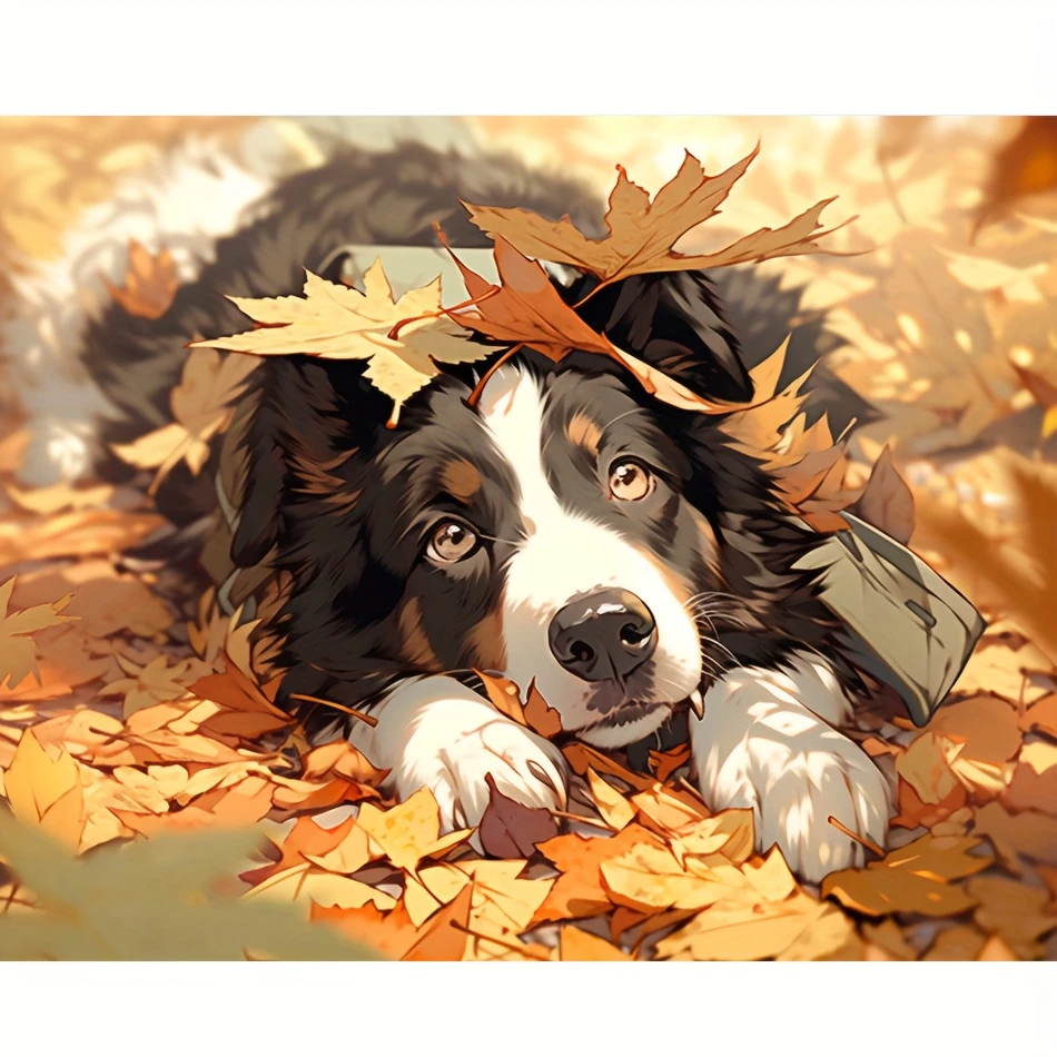 

Пазлы «Пейзаж с опавшими листьями и собакой» 500/1000/1200/2000 элементов, семейные игры для игровой комнаты, спальни, подарки, декор для дома