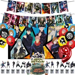 Jujutsuing Kai-sen Background Birthday Party Decor Anime Figures Peripheral Gojo Satoru Latex Balloon Banner Cake Topper Gift