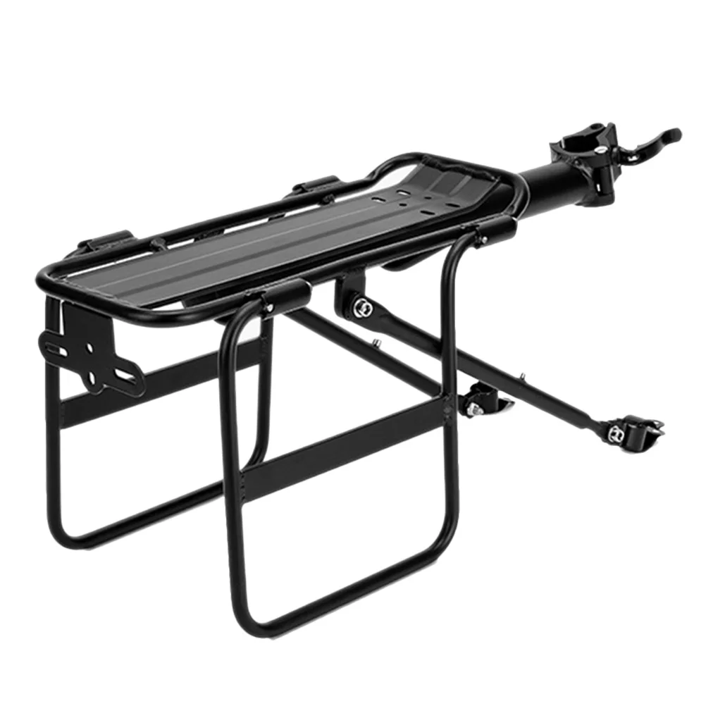 1pc 自転車リアラック プレミアムアルミニウム合金 強力な積載荷重の荷物キャリア マウンテンロード折りたたみ自転車用 耐久性のある貨物