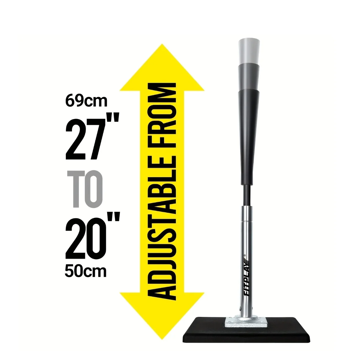 

Adjustable Height Baseball Batting Tee for Youngsters & (20-27 Inch) with Heavy-Duty Base & Non-Slip Rubber Top - Portable Hitting Practice Tee for Baseball/Softball Training, Batting Cage, Little League