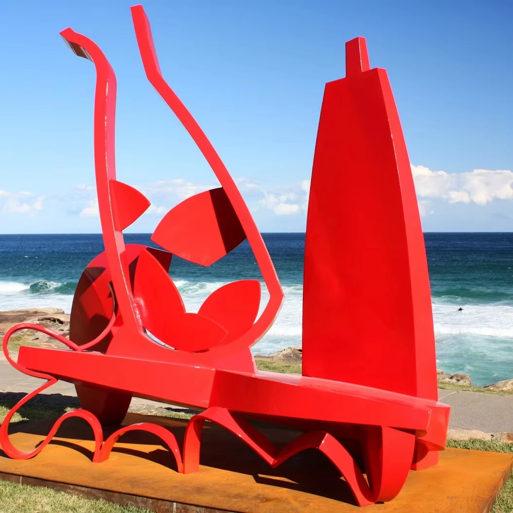 ประติมากรรมสแตนเลสกลางแจ้งที่ทันสมัยศิลปะโลหะทาสีขนาดใหญ่ที่กําหนดเอง