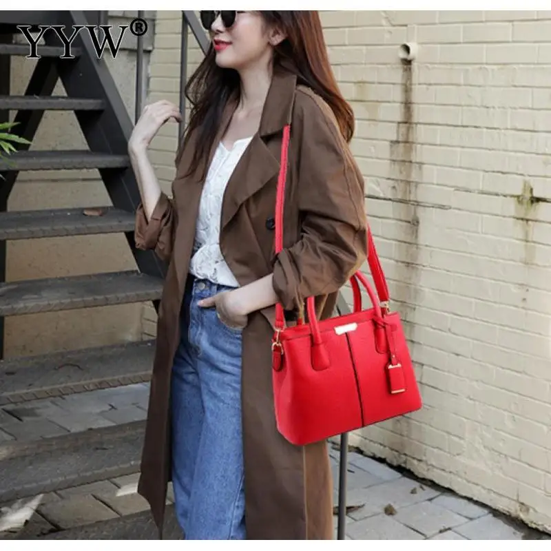 Solid Women Leather Handbags 2023 Fashion Commute Handbags Large Capacity Pink Blue Tote Messenger Shoulder Cossbody Bag Female
