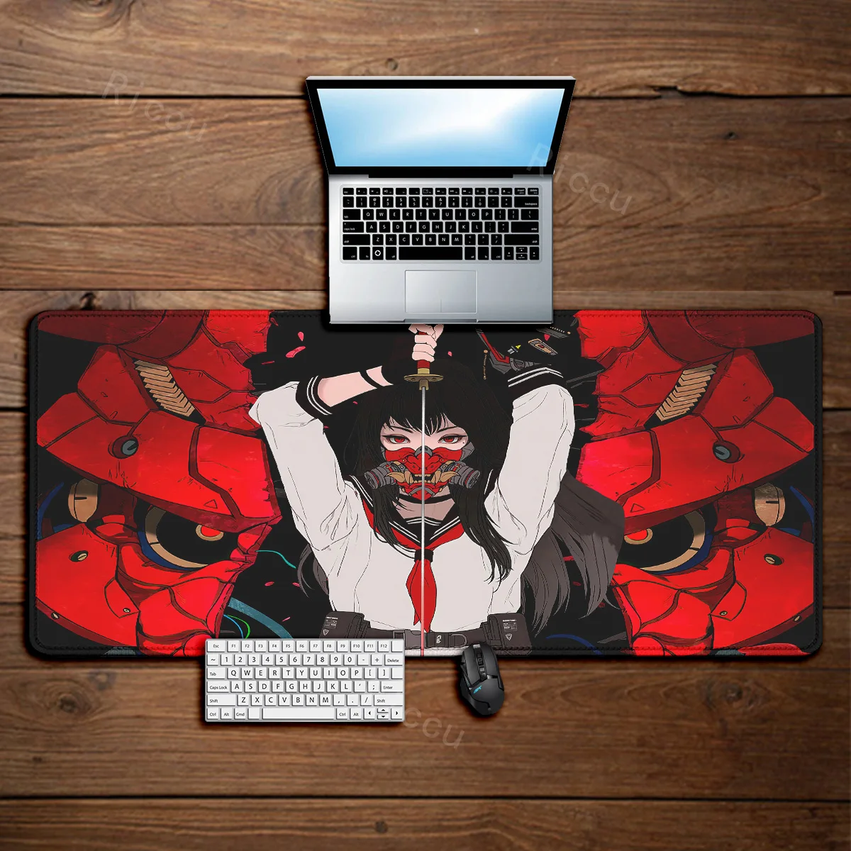 

Computer Mat mouse pad Anime mousepad Gamer Table OfficeCarpet 900x400 Large Devil Mask girl Desk Accessory Red Keyboard Deskpad