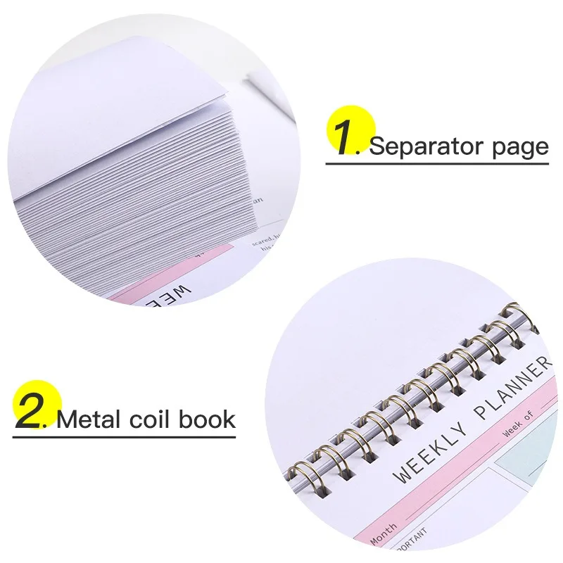 Imagem -04 - Semanal Planejador Espiral Bobina Notebook Plano Diário Notepad Agenda Livro para Fazer a Lista 104 Páginas