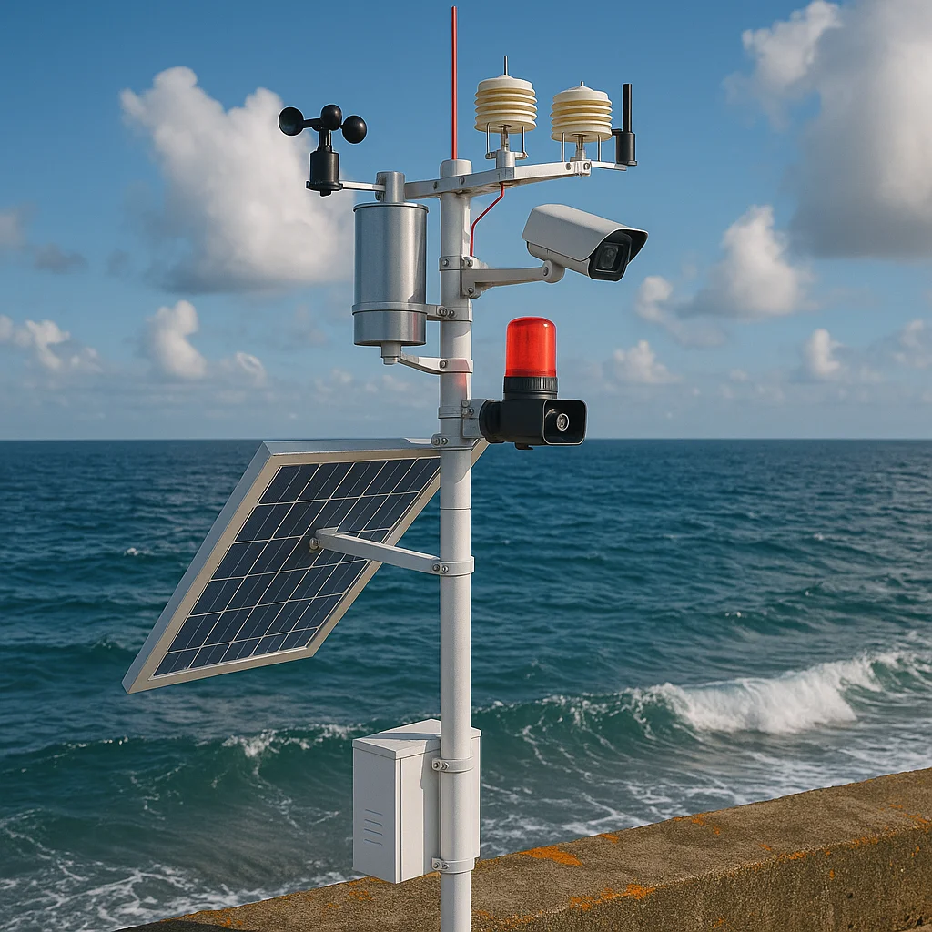4G IoT energía Solar monitoreo marino temperatura humedad radiación Solar estacionamiento del viento sensores meteorológicos estación meteorológica AA