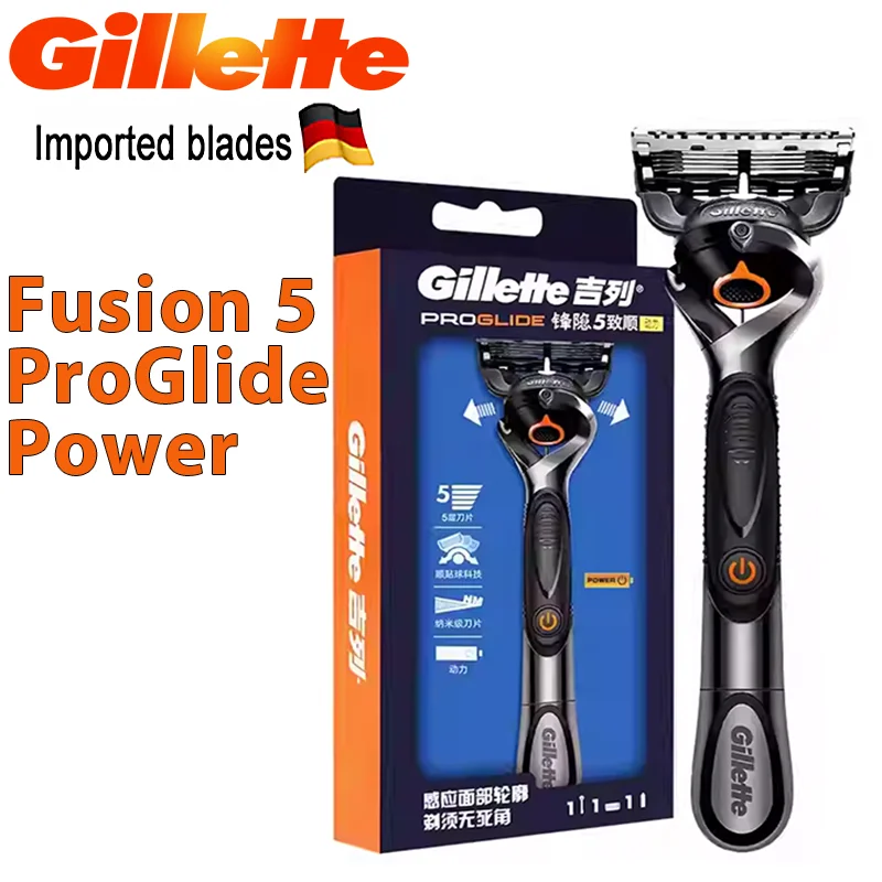 Maquinilla de afeitar Gillette Fusion 5 Proglide Power para hombre, kit de afeitado con cuchilla de afeitar de acero inoxidable de 5 capas, tecnología de microvibración