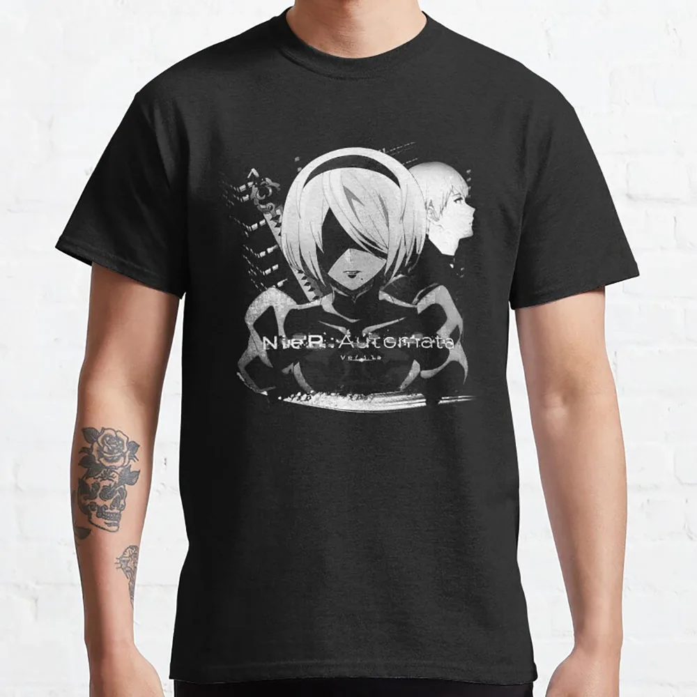 

Nier Automata Game of the Yorh 14TH MACHINE WAR Anime T shirt Sexy Waifu 2B manga graphic t shirts 100% cotton large size tops