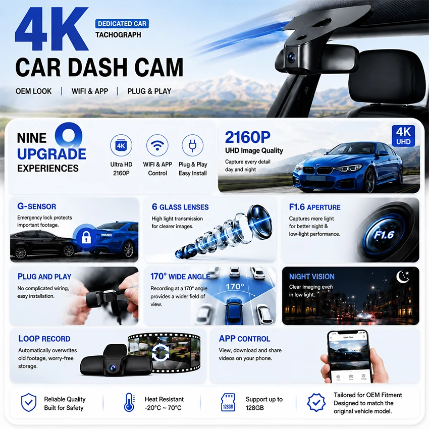 Caméra embarquée OEM Plug & Play pour Lexus UX250h UX 250h UX300h UX 300h 2019-2026, enregistreur DVR de voiture dissimulé, vision nocturne et stationnement