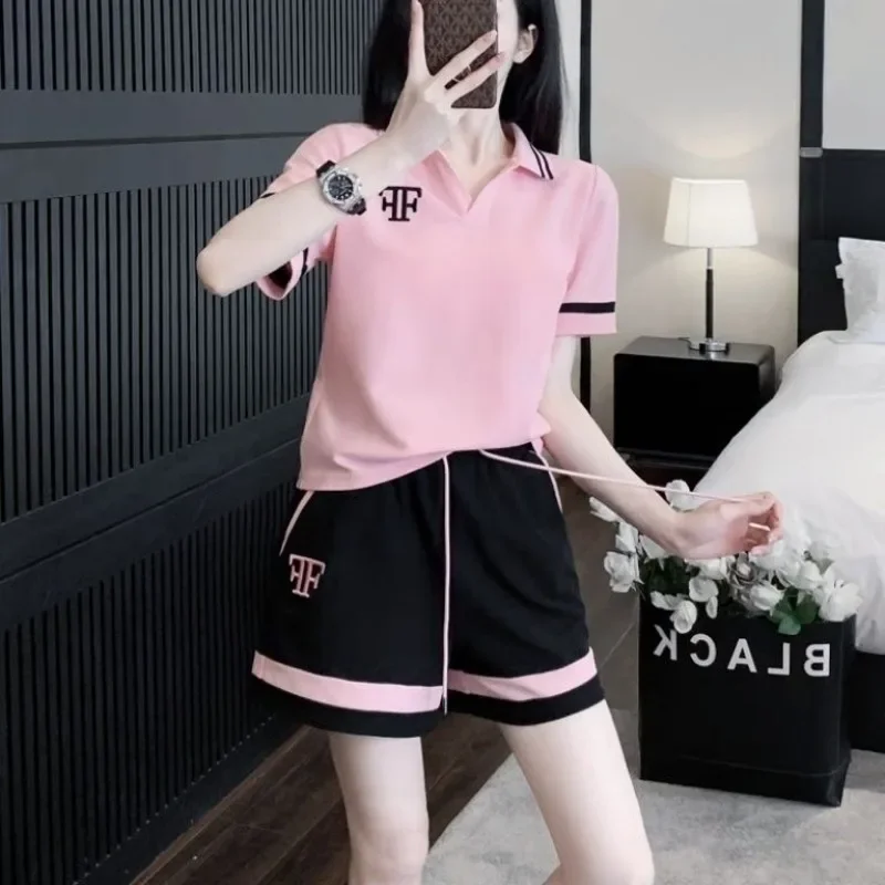 Top I Bottom Woman Shorts Tracksuit Sleeve New Coordinated Korean Style Promotion Outfit Kit Short Sets For Women 2-częściowy zestaw