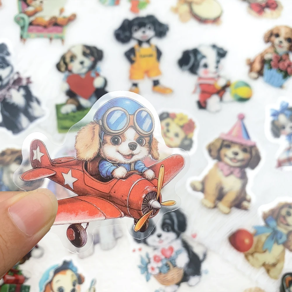 50pcs Retro Cute Puppy Transparent PET Stickers Decals For Phone Laptop Notebook Suitcase Refrigerator DIY Aesthetic Stickers
