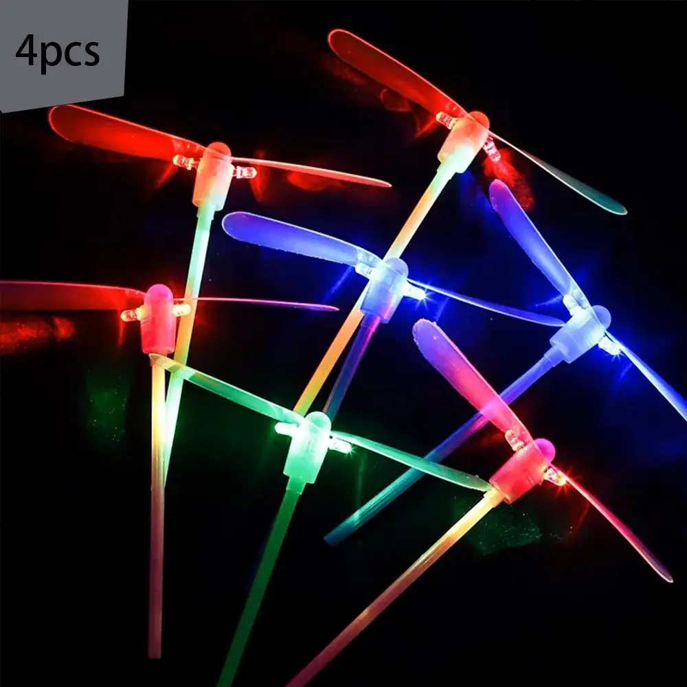 4Pcs 18cm Children Outdoor Toy Bamboo Dragonfly Category Toy Fairy Flying Saucer Sales Selling Flying Arrow Flashing Light