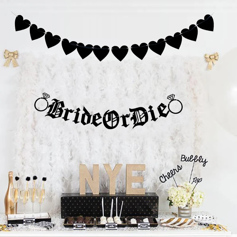 BRIDE OR DIE banner Bachelor party banner Old English Gothic bridal banner Gothic bachelor party party decorations