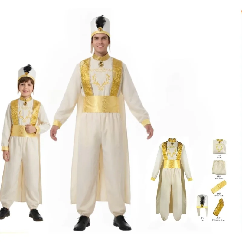 2026 Aladdin Cosplay Costume Men Aladdin Lamp Prince Costume Outfit for Adult Halloween Carnival Pa rty Movie Roleplay Wearing