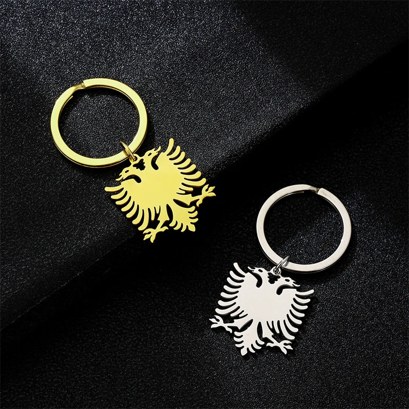 Stainless Steel Albania Eagle Pendant Pendant Keychain for Men Women Pendant Key Chain Gold Color Vintage Jewelry Accessory