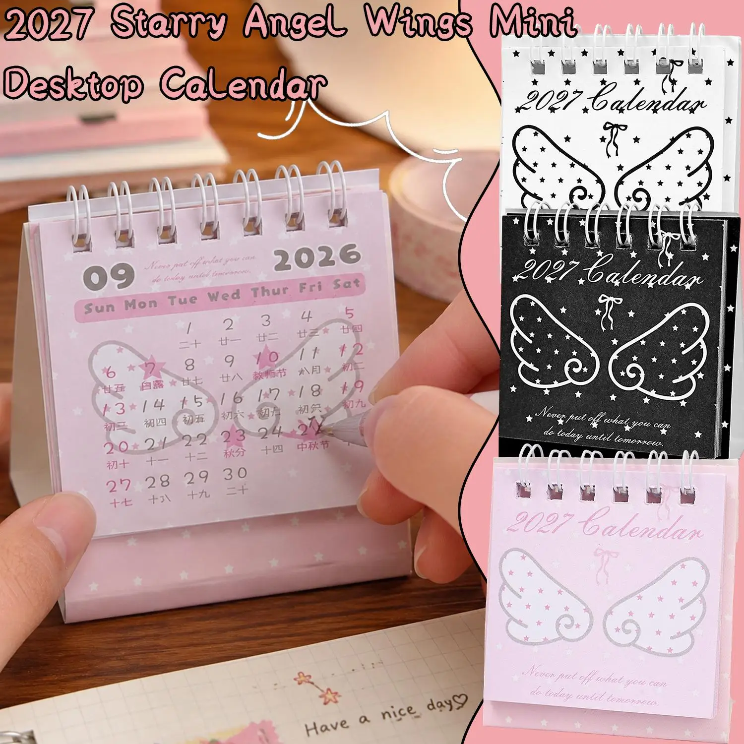 2027 Creative Cartoon Cute Mini Desk Calendar Standing Desk Paper Calendar Office Calendar Daily Planner For Planning