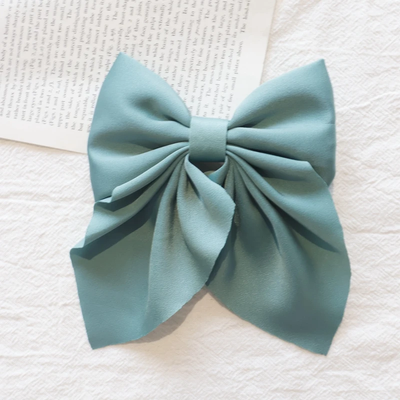 Elegant Bow Ribbon Hair Clip Fashion Simple Solid Satin Spring Clip Hair Pin Retro Headband with Clips Girls Hair Accessories