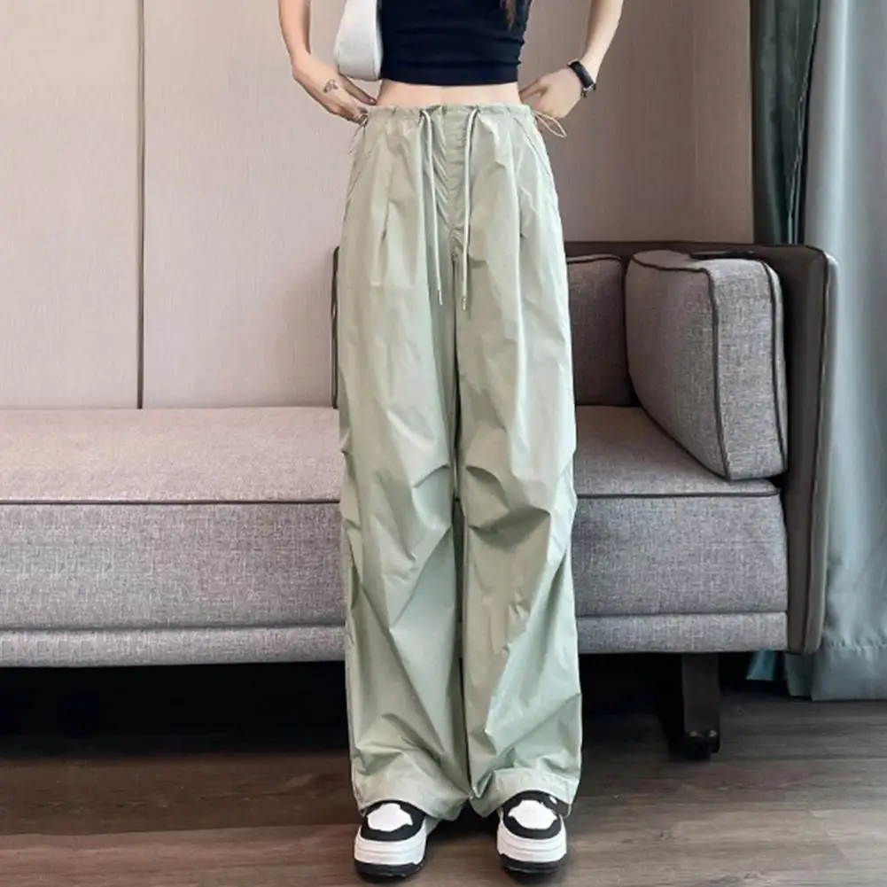 

Women Cargo Pants Elastic Waist Casual Pants Solid Color Women's Cargo Pants with Elastic Waist Adjustable Drawstring Stylish