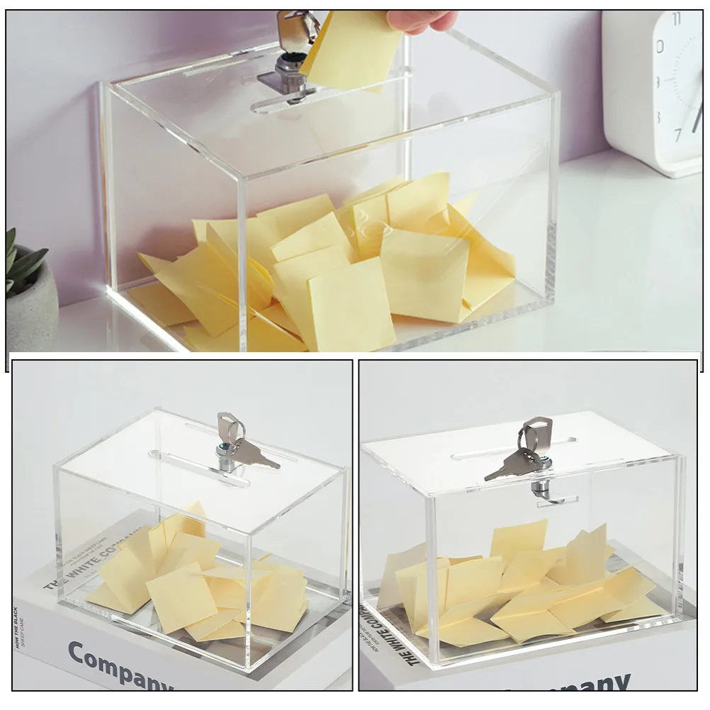 Clear Acrylic Donation Box Suggestion Box Lockable Design for Fundraising Ballot Comment Letter Complaint Collection