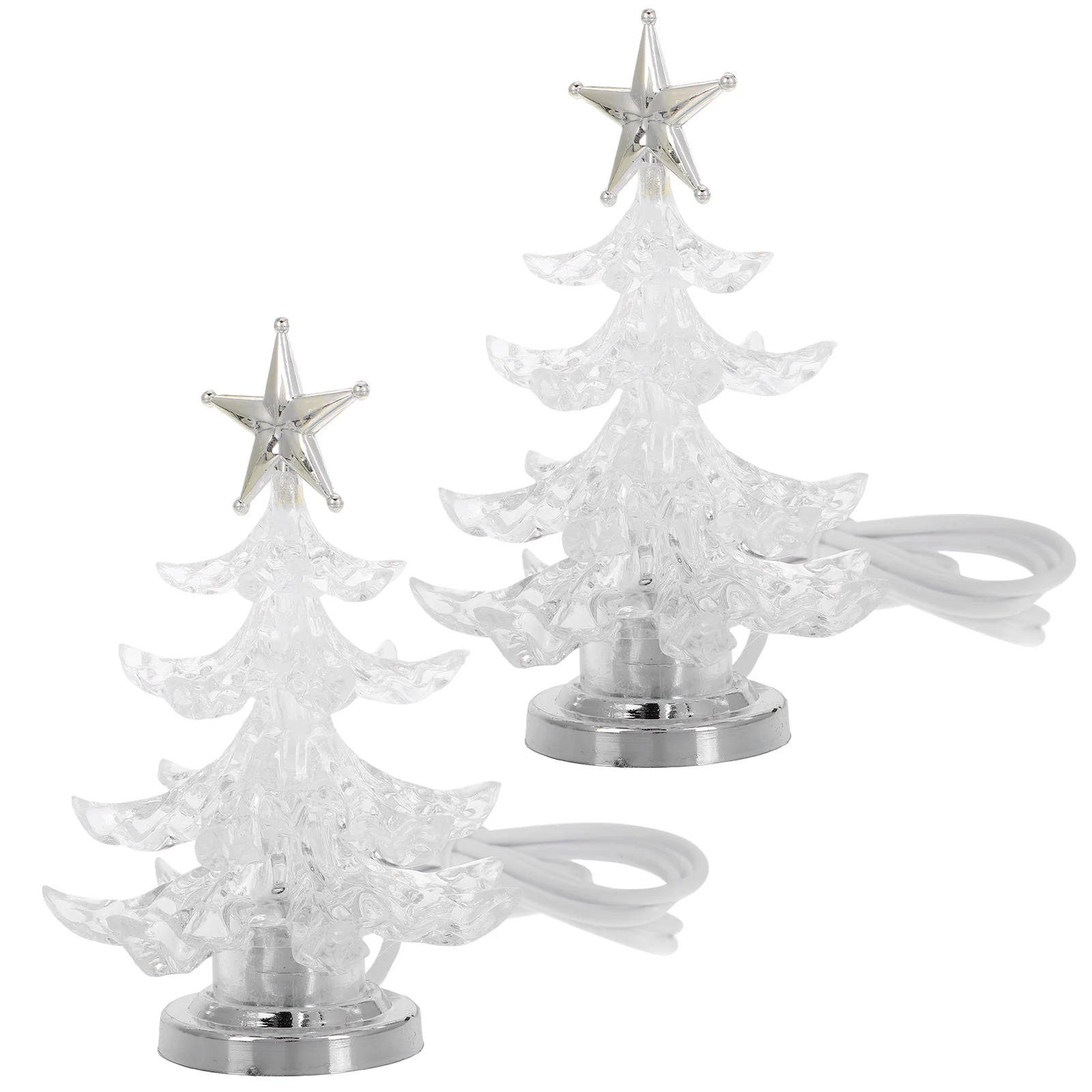 

2pcs Christmas Light Led Table Bedside Desk Lamp Decor Lamp For Bedroom Wedding Party Decoration Silver