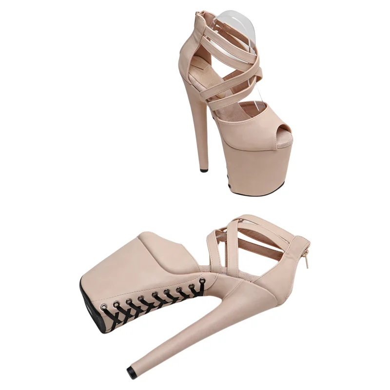 Leecabe 20cm/8inches Matte PU  Trend fashion Platform high heel  stripper heel  pole dance sandals  shoes