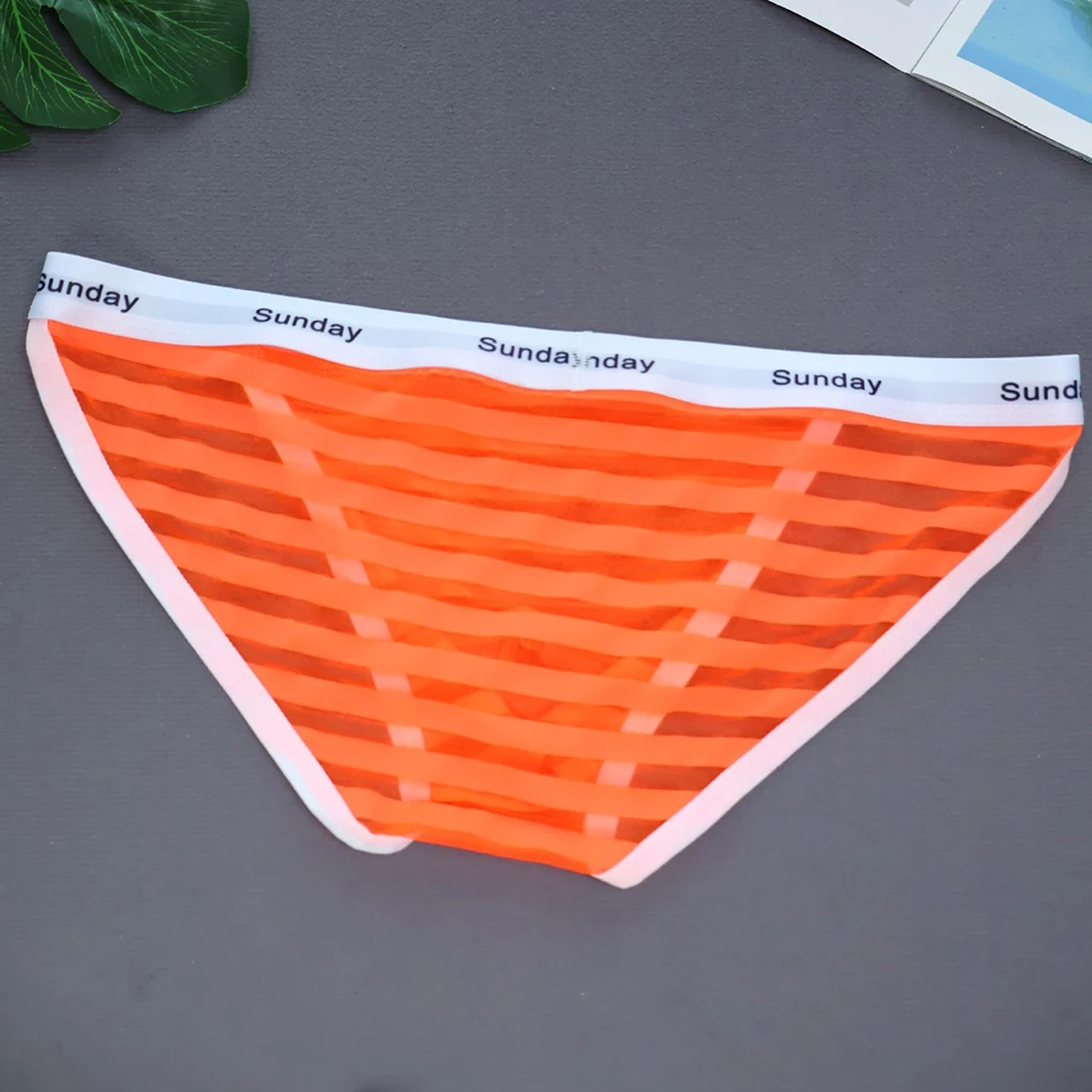 Comfortable Cooling Men Perspective Striped Briefs Lingerie U Pouch Underwear Breathable Mesh High Fork Panties