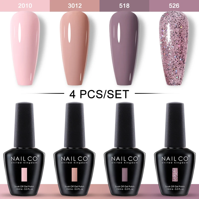NAILCO 15ml Gel Nail Polish 4pcs/Set Purple Colors UV Gel Nail Polish Kit Blue Nail Art Design Vernis Nail Lakiery Esmalte Paint