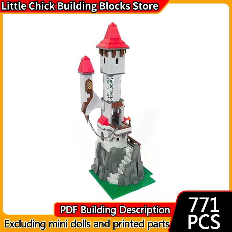 

Medieval Castle Model MOC Building Bricks Tower On The Rock Modular Technology Children Holiday Gifts Assemble Toys Suit