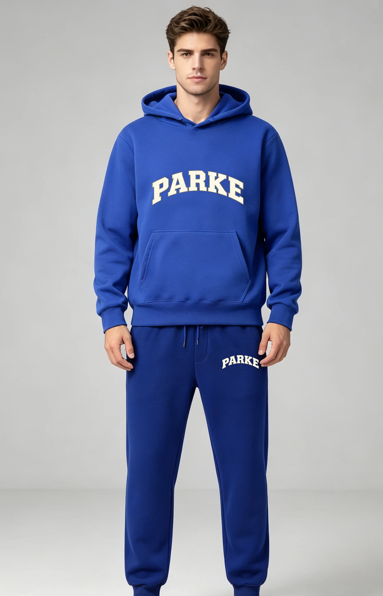 Men's Autumn and Winter Casual Sports Hooded Set Letter Printing Long-Sleeved Sweat Drawstring Pants Two-Piece Set