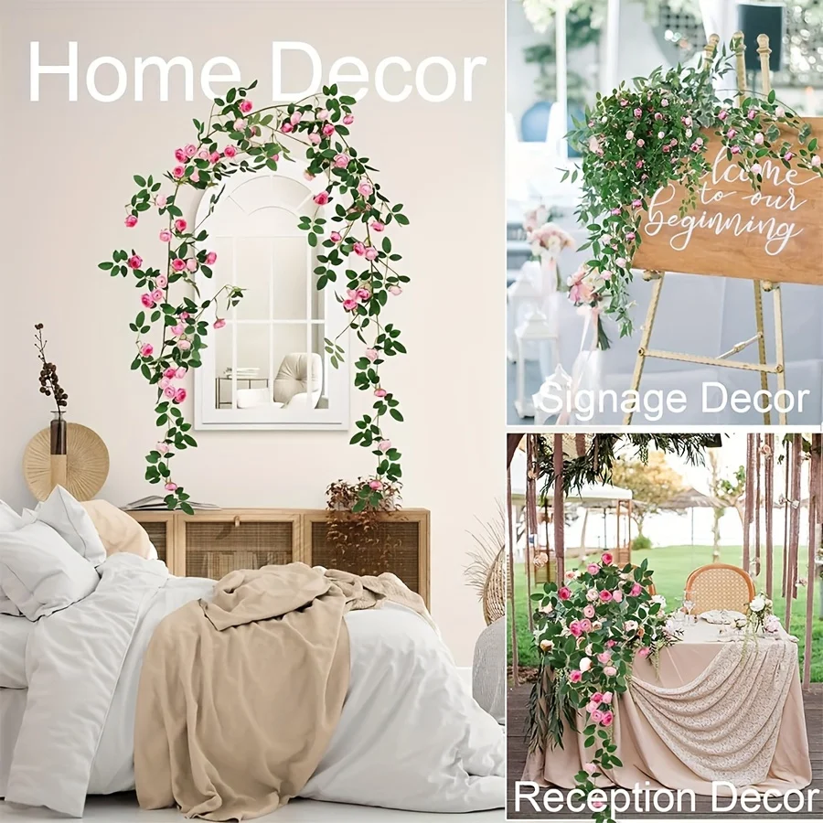 Realistische Künstliche Rosenranke für Zuhause, Hochzeit, Party, Künstliche Außenblumen, Hängende Kunstblumen, Blumenwand – Detail 4
