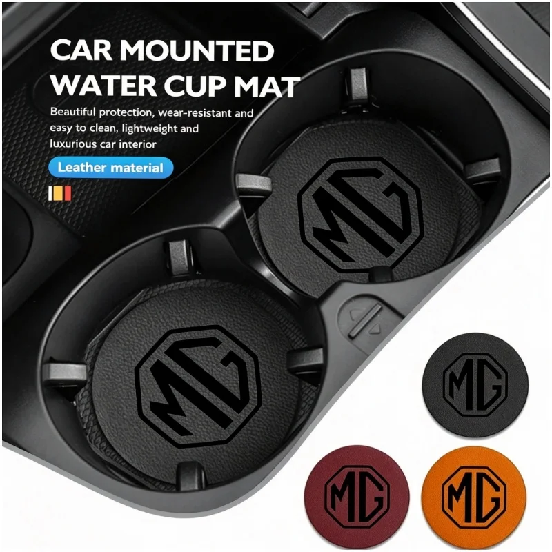 Car Cup Holder Coaster Water Cup Pad Drink Coaster Leather Anti Slip for MG ZS MG4 EV MG HS MG3 MG5 EV Marvel R MG ONE MG 6