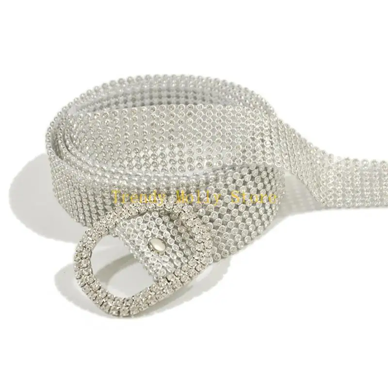 N5kb Women Crystal for Rhinestone Chain Belt Belt Party Club لامعة بريق مجوهر