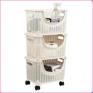 Versatile Ivory Rolling Storage Cart, Lightweight & Mobile, For Kitchen Toys & Laundry Room Organization