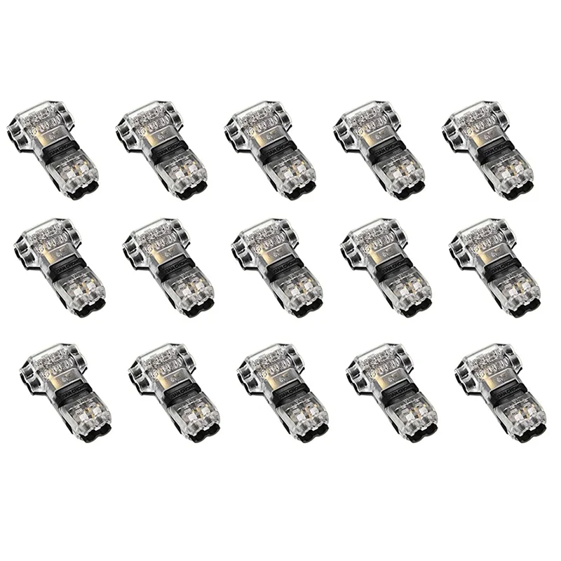 15 Pcs 3 Way 2 Pin Wire Connectors Low Voltage Universal Compact T-Tap Wire Connectors No Stripping for 18-22 AWG Cable