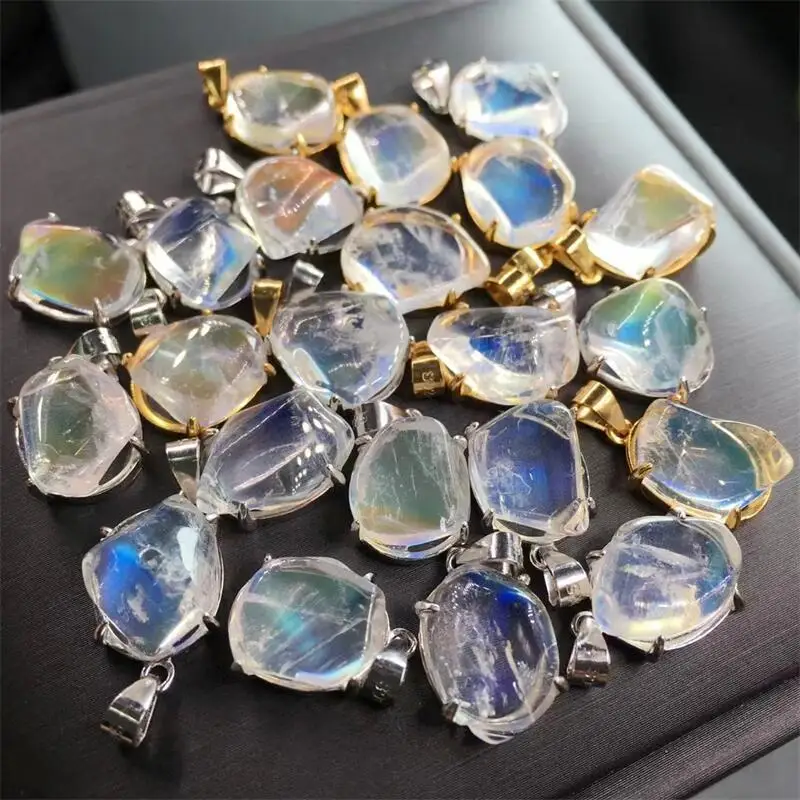 Natural Madagascar Moonstone Pendant Home Decoration Healing Fengshui Energy Gemstone Crafts DIY Children Gift 1PCS 10X12MM