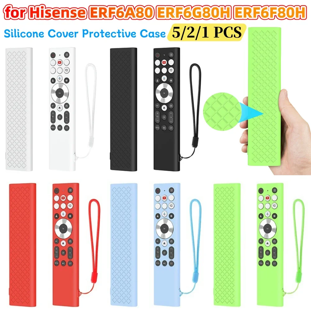 5-1pcs Silicone Case Protective Case Silicone Anti-Slip Grip Sleeve Remote Case Protector for Hisense ERF6A80/ERF6G80H/ERF6F80H