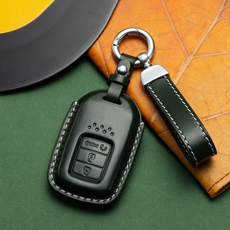 Key fob cover case car leather keyring protector for Honda Civic 11th CRV CR-V fit HR-V HRV city Odyssey XR-v accord pilot shell