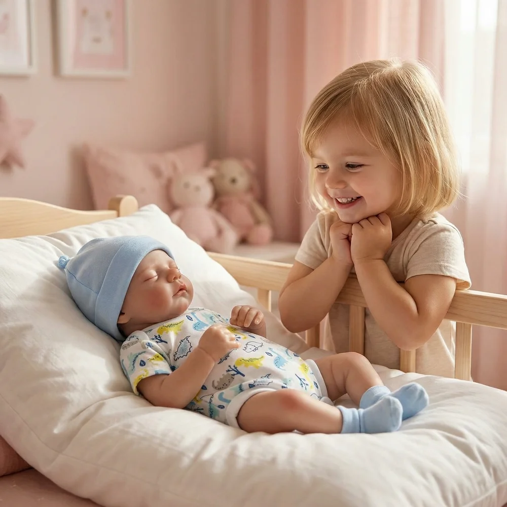 18inch Sleeping Cute reborn Baby Doll, 3Dskin With Visible Veins ,Full Soft Body, Perfect for Birthday Gift , Christmas Gift