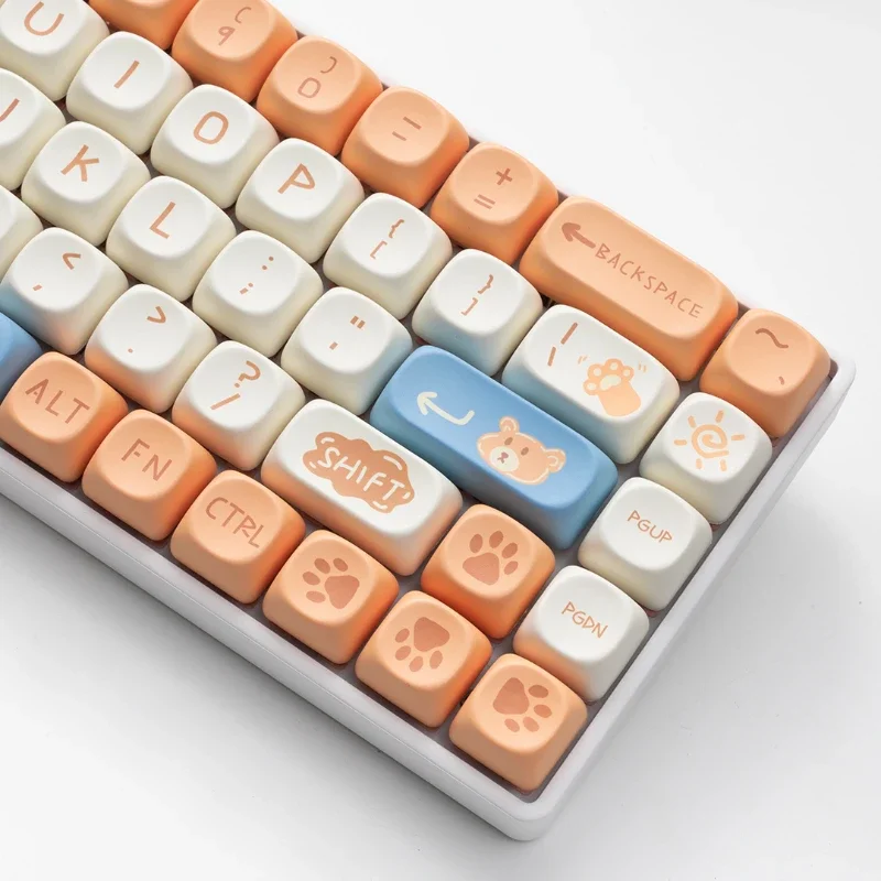 Pudding Bear Cute Keycaps Custom PBT Dye-sub Moa Keycaps for Mechanical Keyboard Suitable for Aula F99 F87 F75 VGN98 Pro RK75