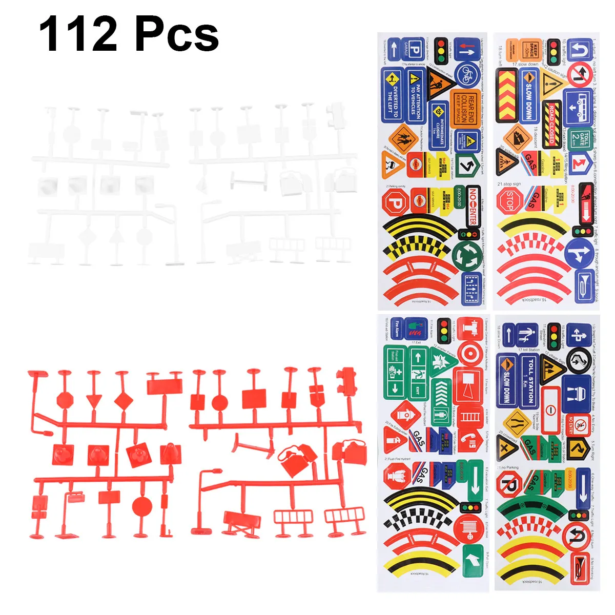 

112Pcs Traffic Sign Educational Set Realistic Road Scene Matching Kids Toddler Pre Learning Warning Street Logo Traffic Signs