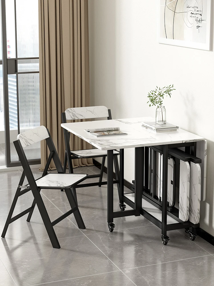Folding  Small apartment Household rectangular foldable  Table and chair Mobile storage Dining  Multifunctional