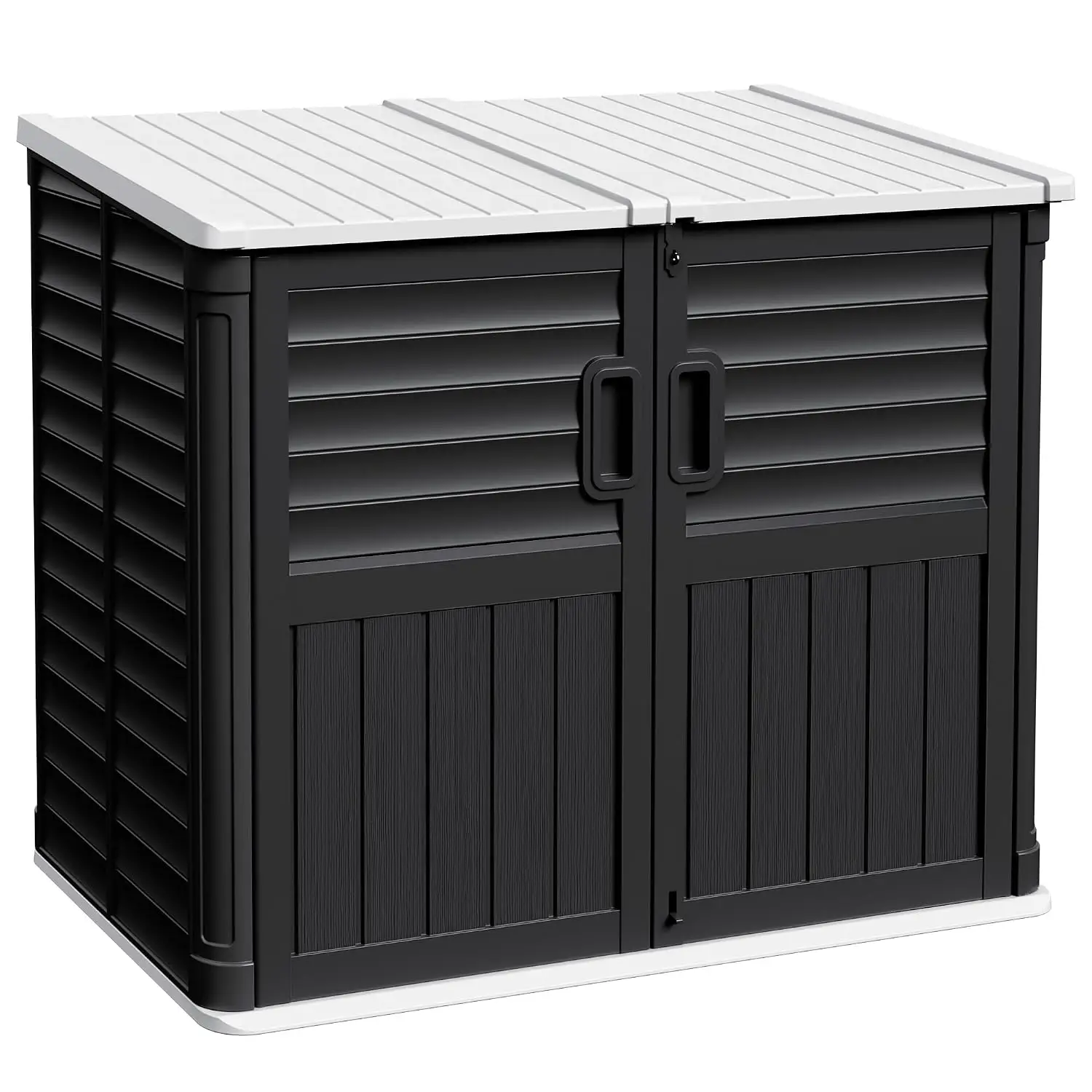 Outdoor Storage Shed 34 Cu Ft Waterproof Resin Cabinet Double Lock for Trash Can Garden Tool Pool Supply, Customized