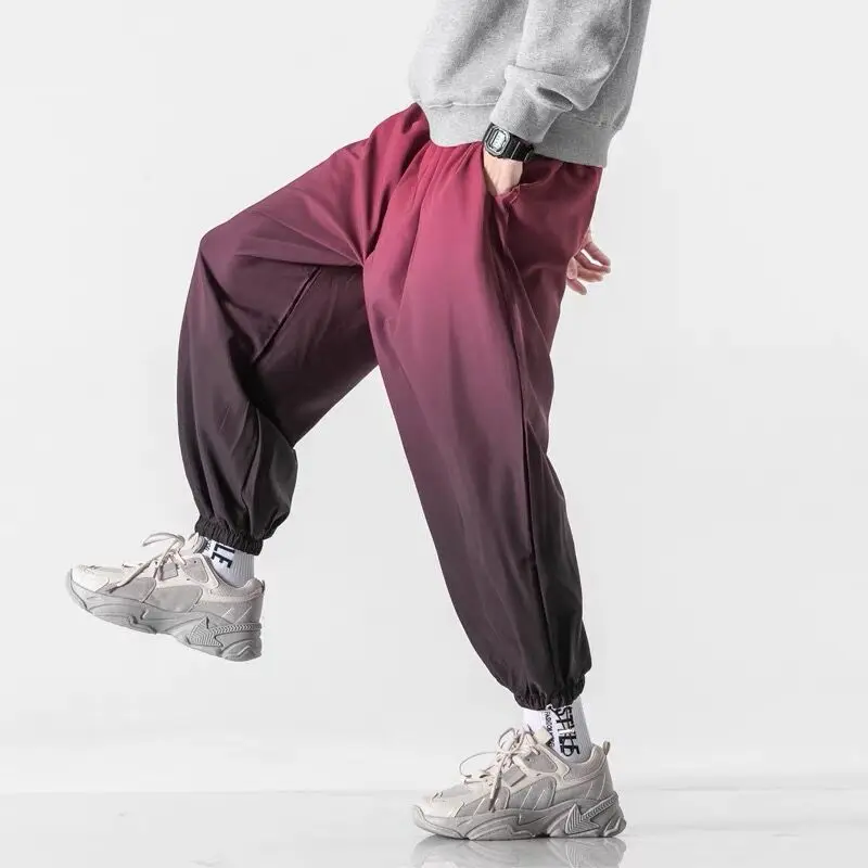 Large Size 5XL Men Gradient Color Pants Chic Design Harem Streetwear Ins Korean Younthful Vatality Pants Dance Party Sweatpants