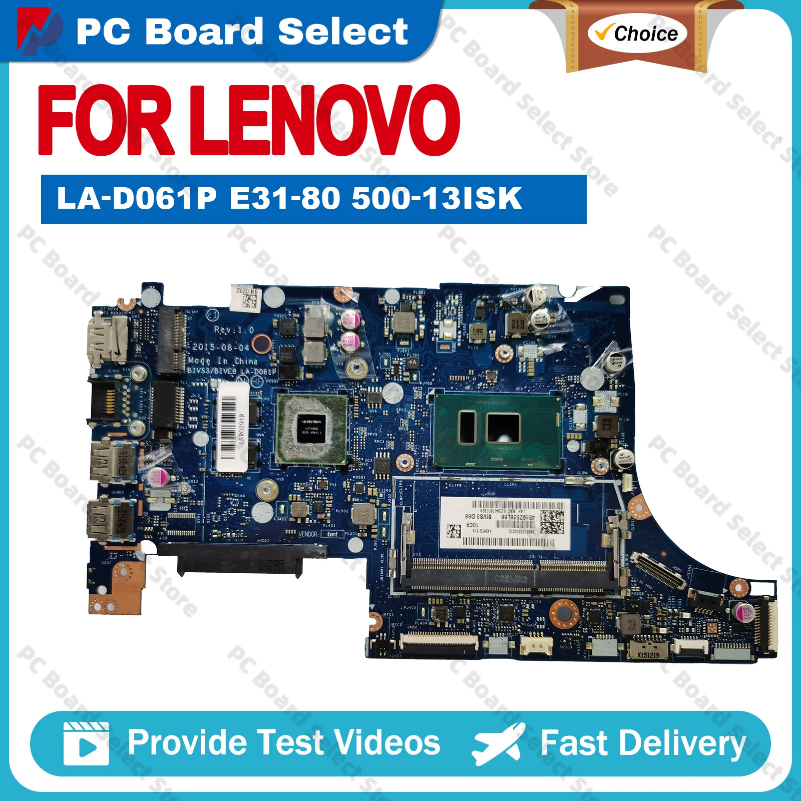 

For LENOVO ThinkPad E31-80 500-13ISK LA-D061P Laptop Motherboard i3 i5 i7-6th Gen CPU V2G GPU 100% Tested Fully Work