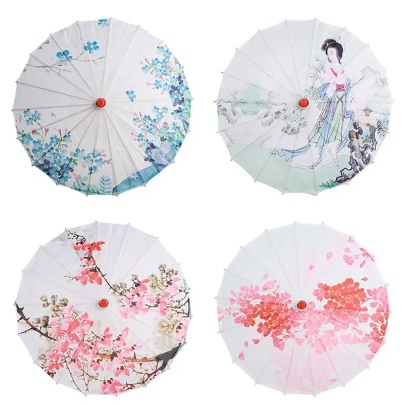 Chinese Silk Cloth Umbrella Women Decorative Oil Paper Umbrella for Costumes Photography Bridesmaids Party Scenery Decor