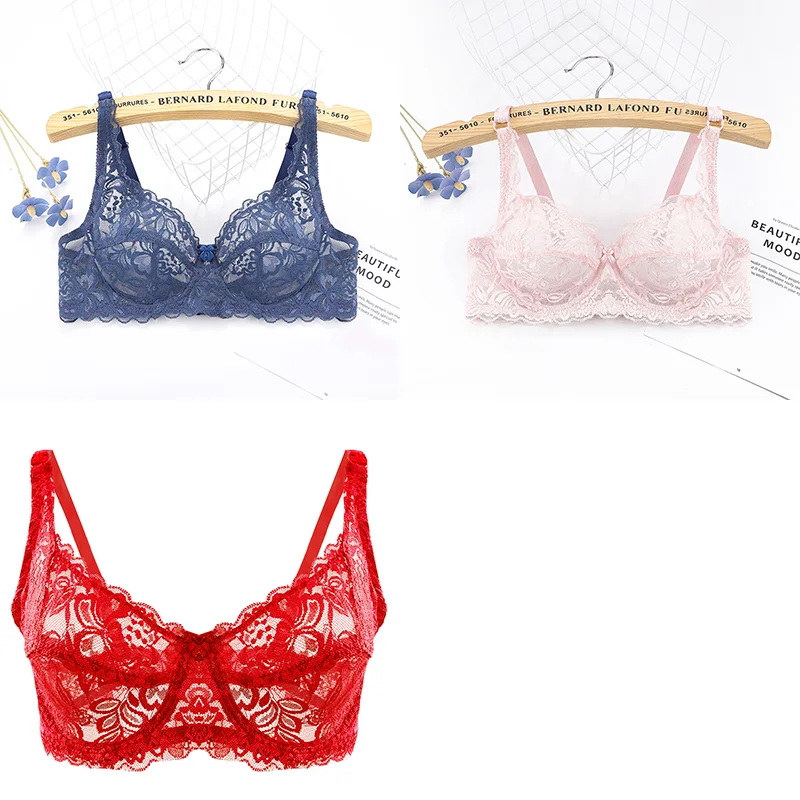 3PC Women's Sexy Lace Bras Push Up Bralette Set