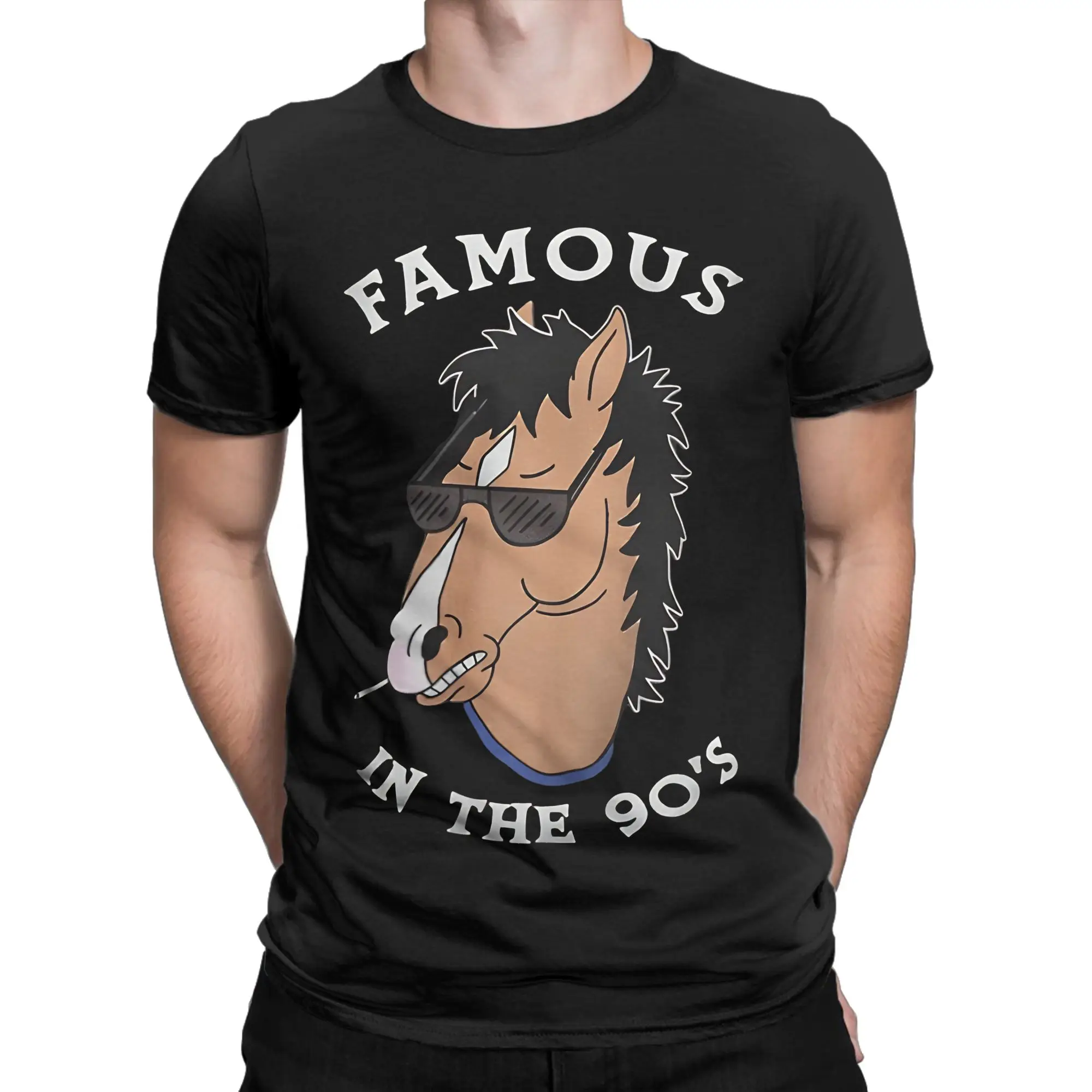 Men Women's Comedy Show  Horse TV Drama 90s BoJacks Horsemans  T Shirt  Pure Cotton Tops Crazy Short Sleeve Crew Neck Tees