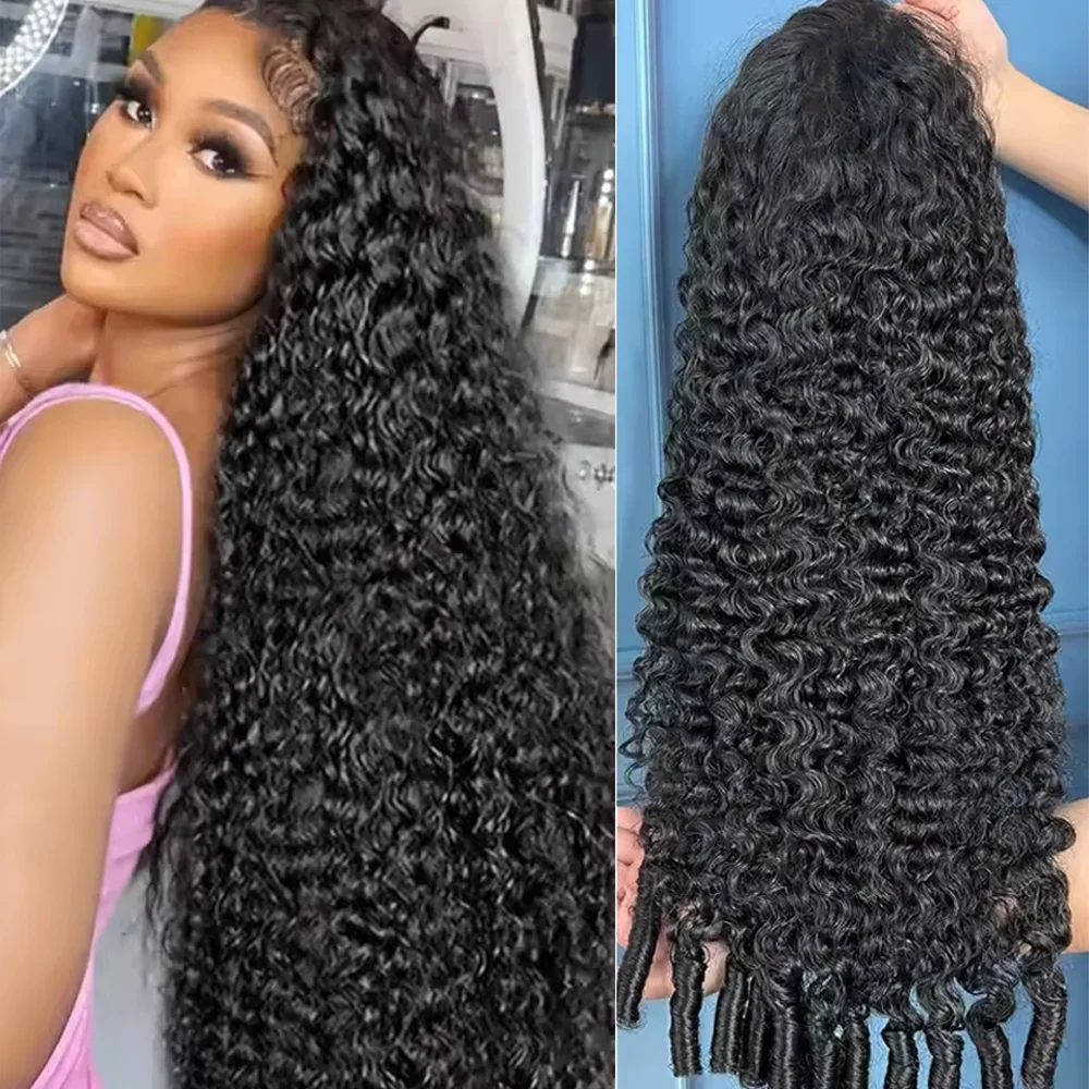 200 Density 13x4 13x6 HD Transparent Full Lace Frontal Wigs Natural Colored 46 Inch Burmese Curly Wave Human Hair Wigs For Women