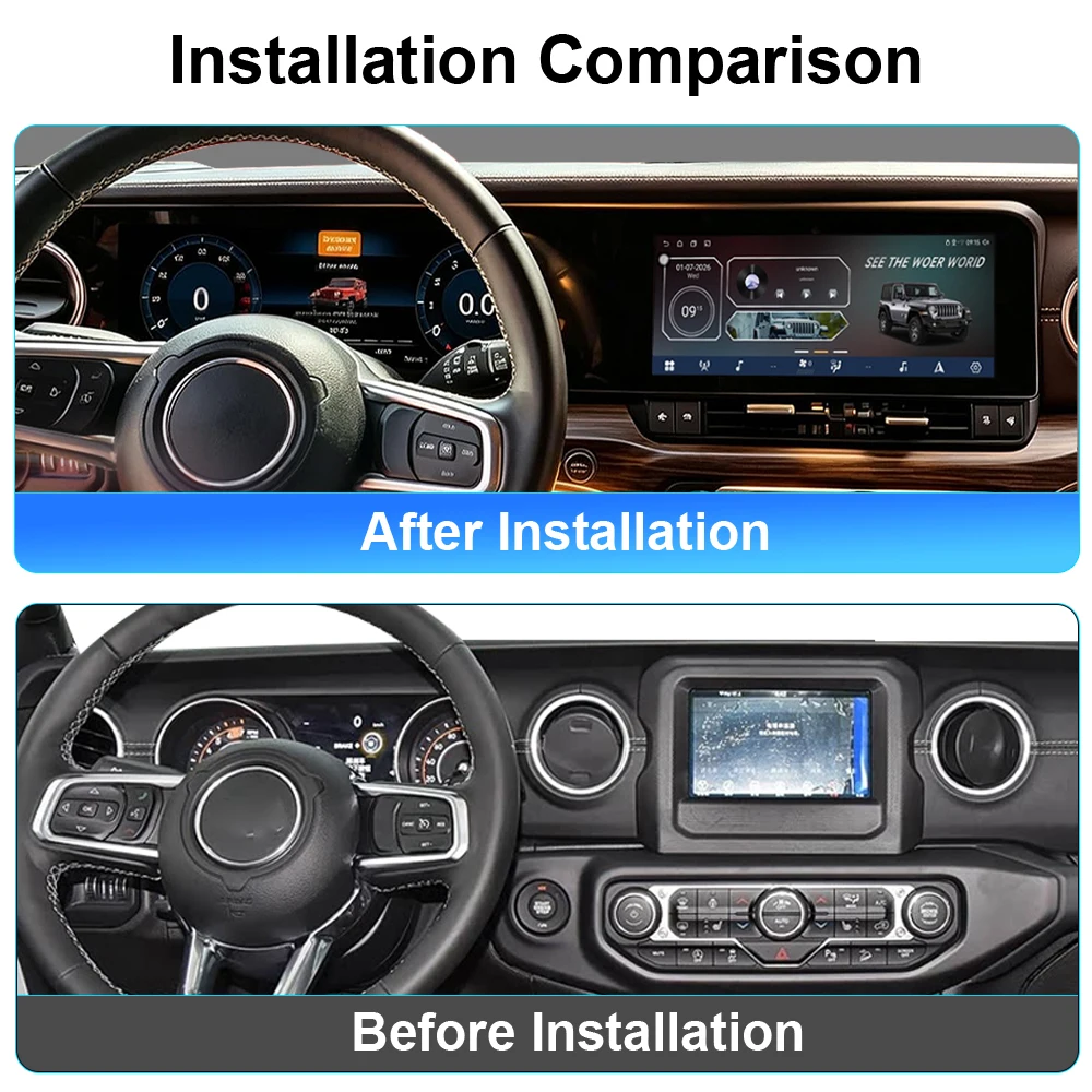 Digital Instrument Cluster For Jeep Wrangler 2018-2023 Speedometer Android Radio Wireless CarPlay GPS Navigation Plug and Play